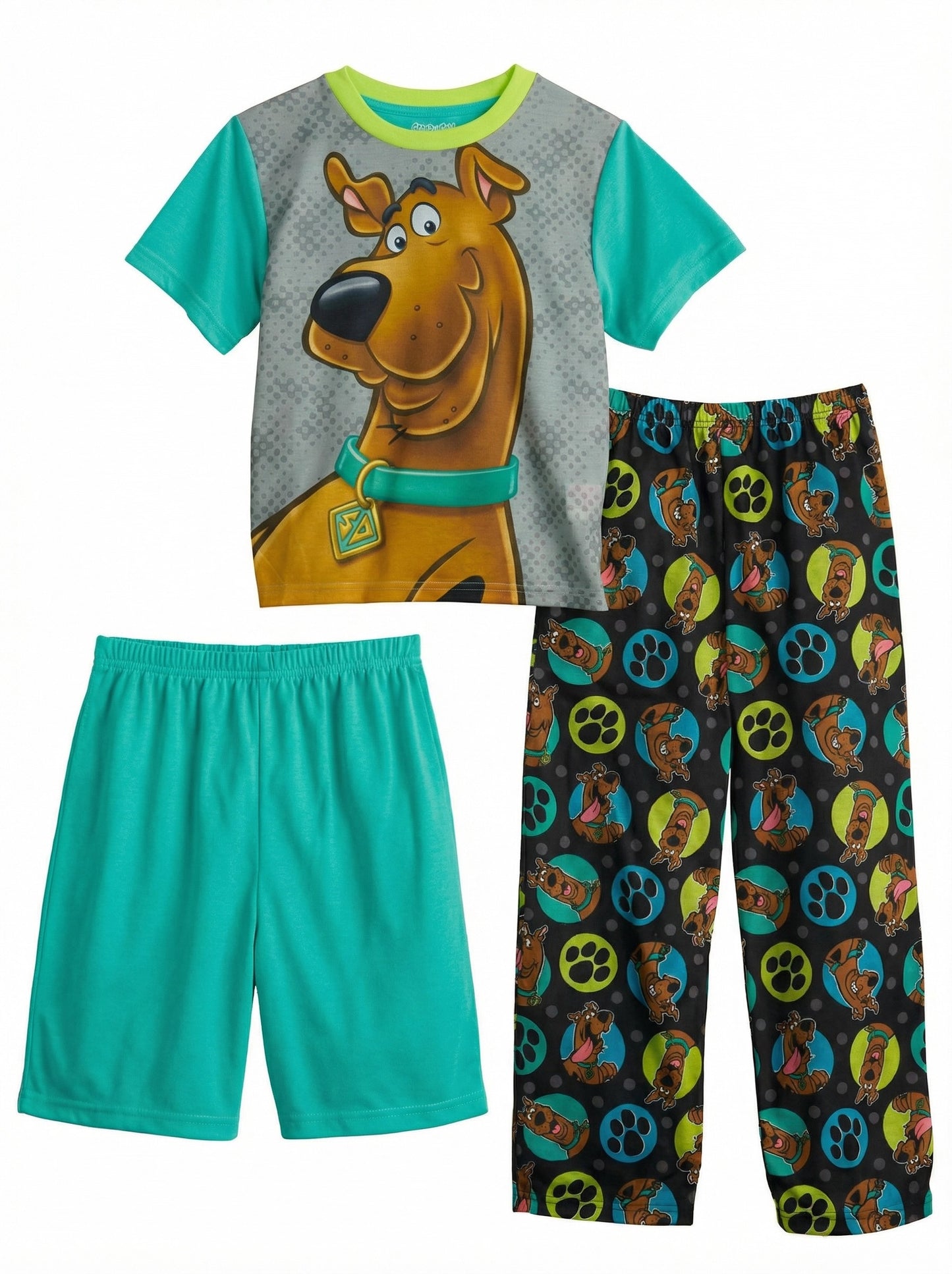 Scooby Doo Boys' Top, Shorts & Pants 3-Pieces Pajama Set