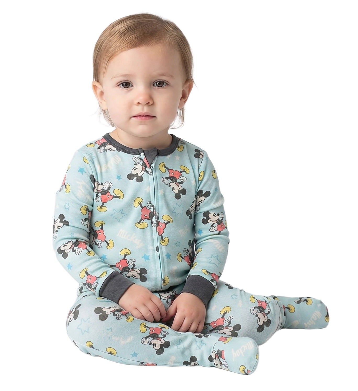 Komar Kids Boys' Disney Baby Mickey Mouse Ultra Soft Infant Onesie Sleeper