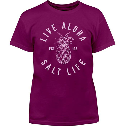 Salt Life Big Boys Live Aloha T-Shirt, Berry, L